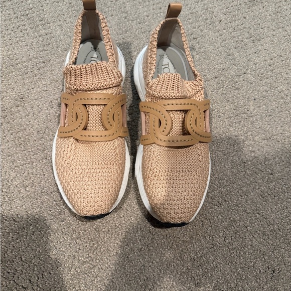 Tod's Shoes - Tod's Beige Knit Slip-On Sneakers